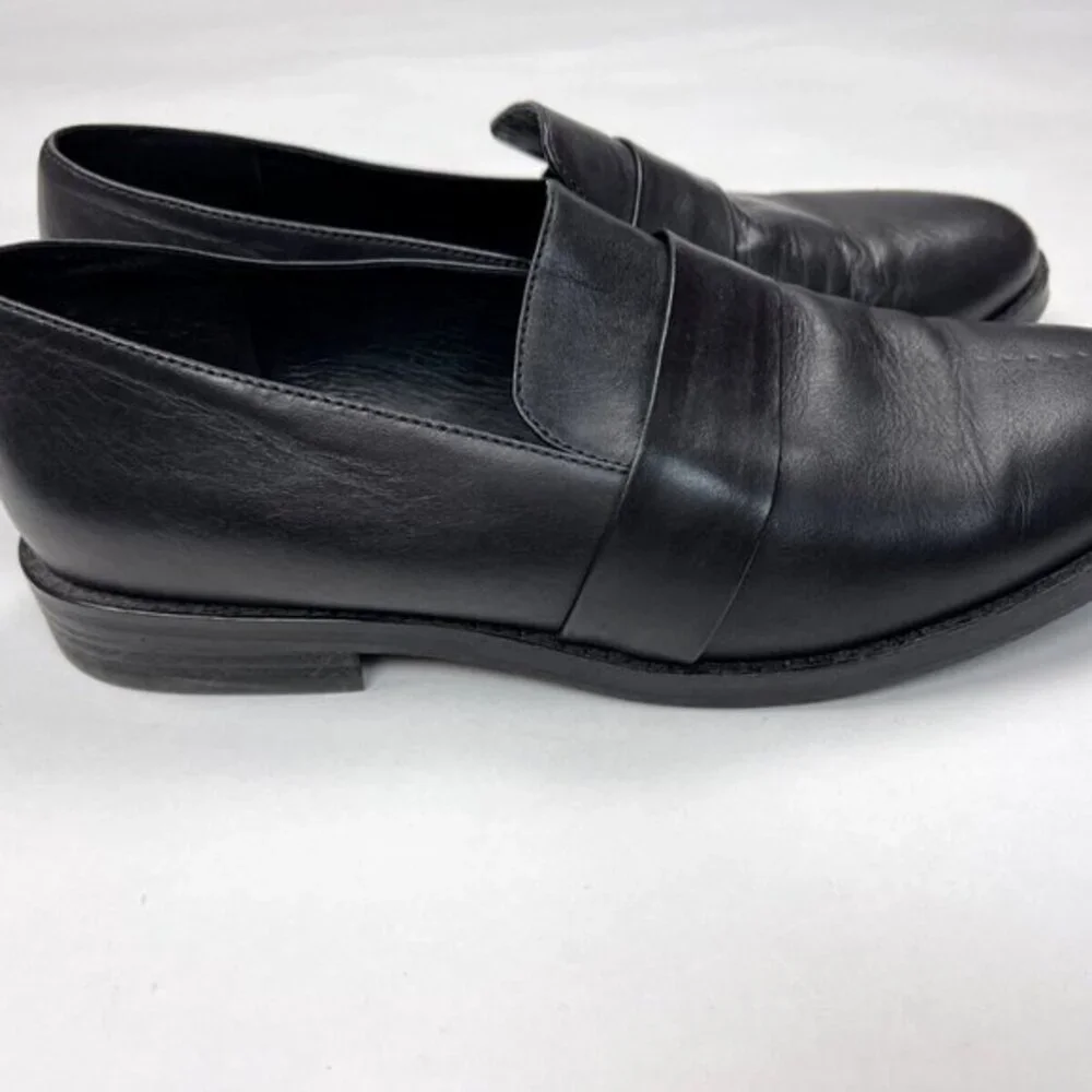 Eileen Fisher Hayes Smooth Leather Loafer Women 9 EUC Slip on 1'' Platform Black